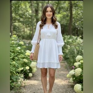 H&M White Long Sleeve Dress